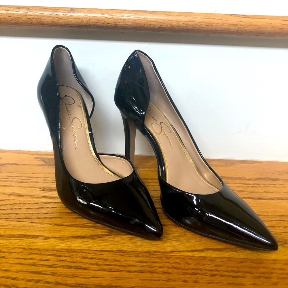 Jessica Simpson pointed toe Paton leather heels